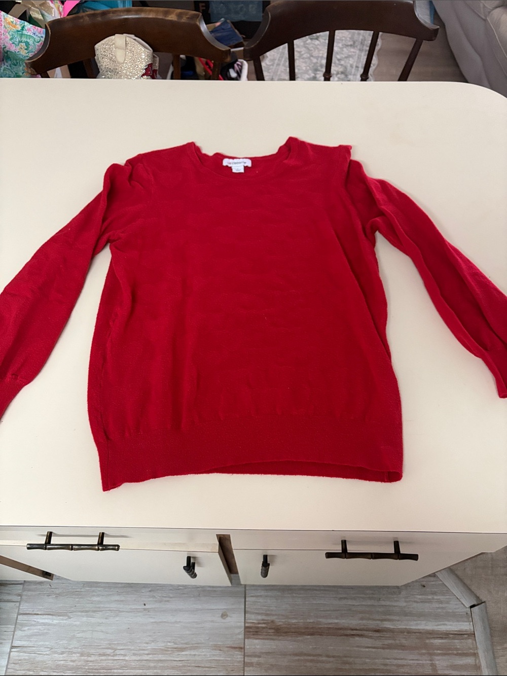 Liz Claiborne Red Scoop Neck Lightweight Sweater